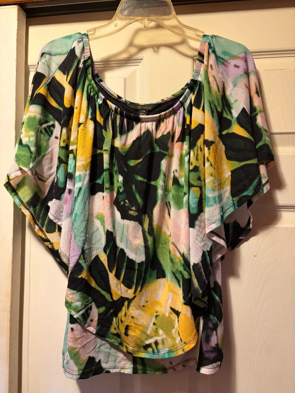 Tralia by Sodi Floral Butterfly Sleeve Blouse Women's Medium M Tropical